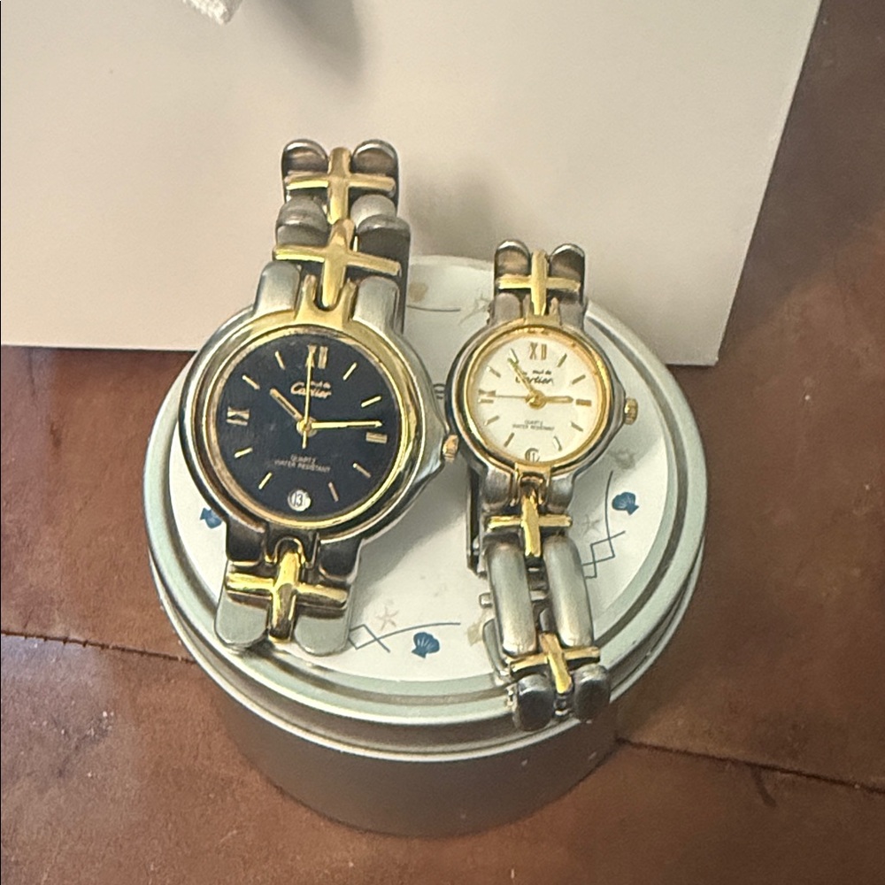 Elegant Cartier Gold and Silver Watch Set (replicas)